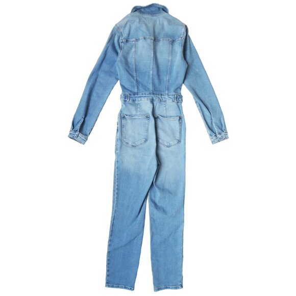 NWT GOOD AMERICAN Blue Washed FIT FOR SUCCESS Jeans Denim Stretch Jumpsuit 1 / S - Picture 5 of 7